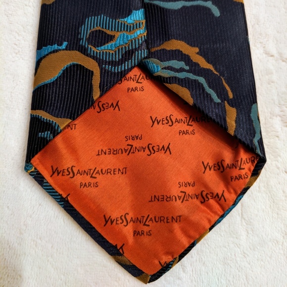 Vintage Yves Saint Laurent Blue Abstract Print Tie - Picture 5 of 5